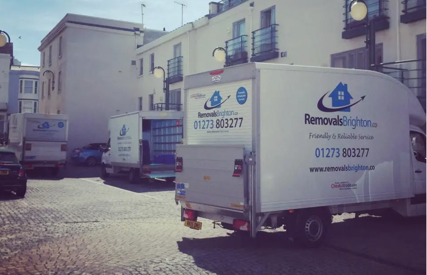 Removals Brighton fleet of vans on a Brighton street