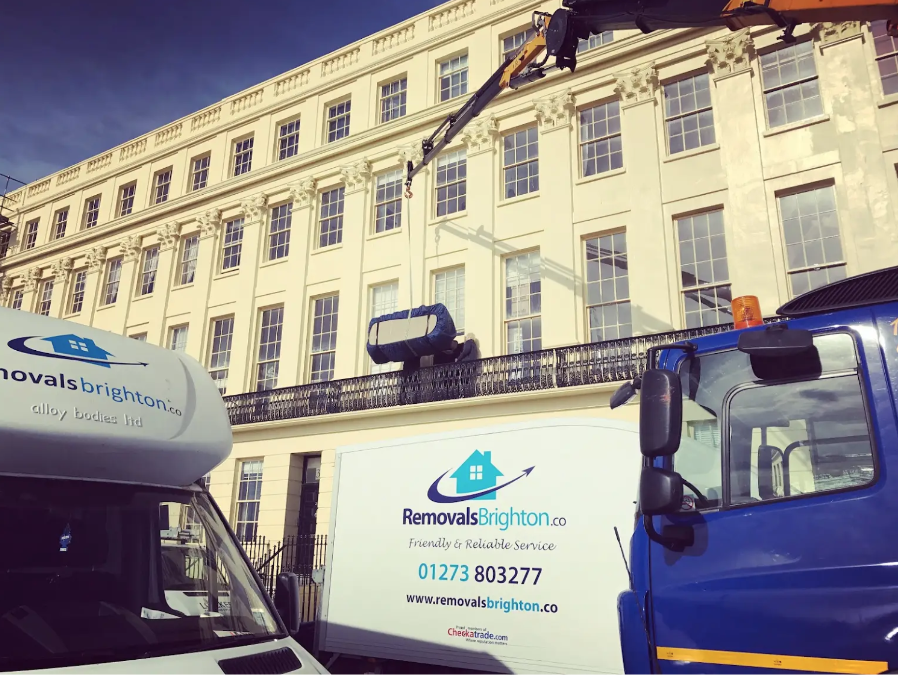 Removals Brighton specialist lift service at a Regency building
